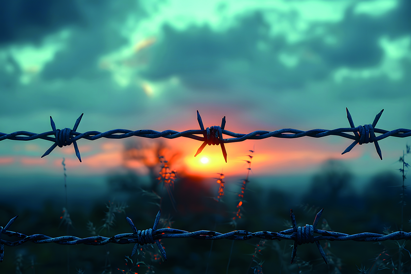 20241203_©freepik_barbed-wire-fence-silhouetted-against-sunset (c) ©freepik