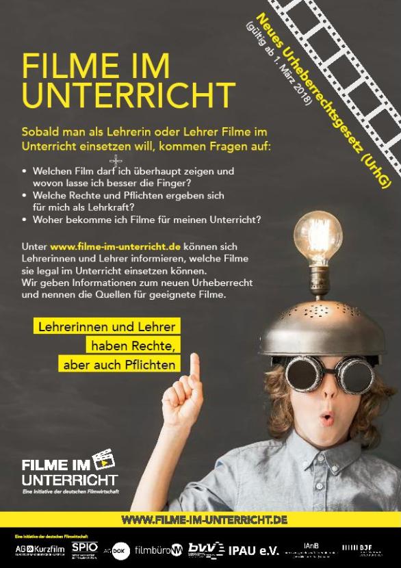 1.3.2018 Neues Urheberrecht - Filme im Unterricht - Plakat (c) IPAU e.V.